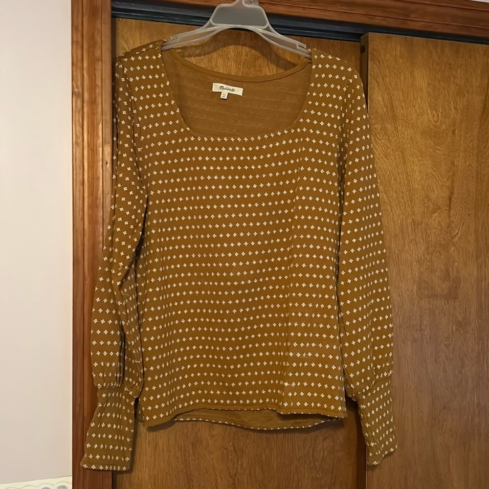 Madewell sweater - mustard yellow with white design - size XL